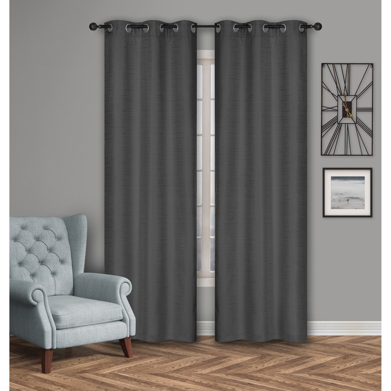 Room Darkening Curtain Pair, Charcoal