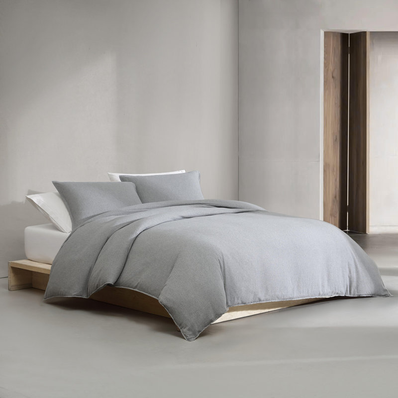 Melange 100% Cotton Standard Duvet Cover Set, Queen Duvet Cover + 2 Standard Pillowcases, Silver Gray