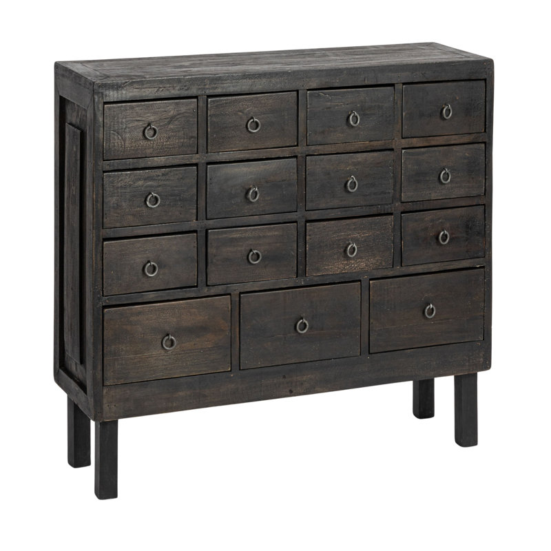 Armoire d'apothicaire avec 15 tiroirs, noir, Noir