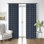 Shay Window Pane Dark Denim Cotton Pinch Pleat Drapery Panel Set of 2