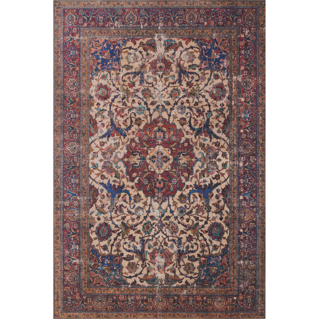 Oriental Sand/Red/Blue Area Rug Charlton Home® Rug 