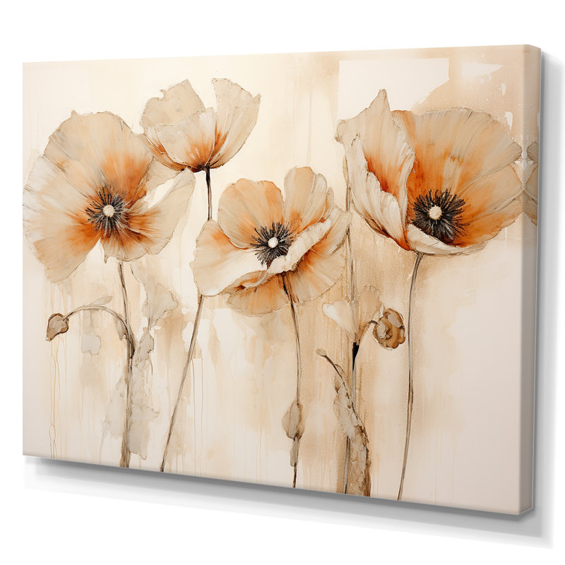 Blossoms Of Grace Minimalisme Coquelicots IV, Toile tendue, H 16 po x l 32 po x P 1 po