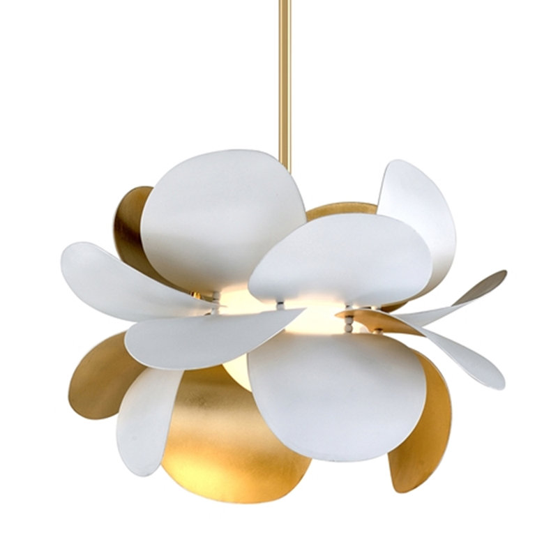Ginger 1 Light Chandelier, Gold Leaf/Soft White Combo, 12" H x 17.75" W x 17.75" D