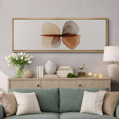 Large Framed Canvas Print Wall Art - Neutral Abstract Print for Minimalist Modern Wall Decor