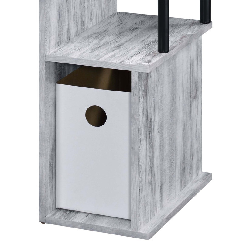 Lyphre Antique Finish Computer Desk With Keyboard Tray And Storage, For Home Office And Study Areas, Antique White/Black