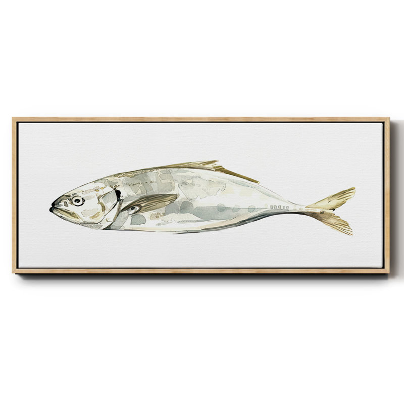 Silver Fish IV- Framed Canvas, 20" H x 50" W