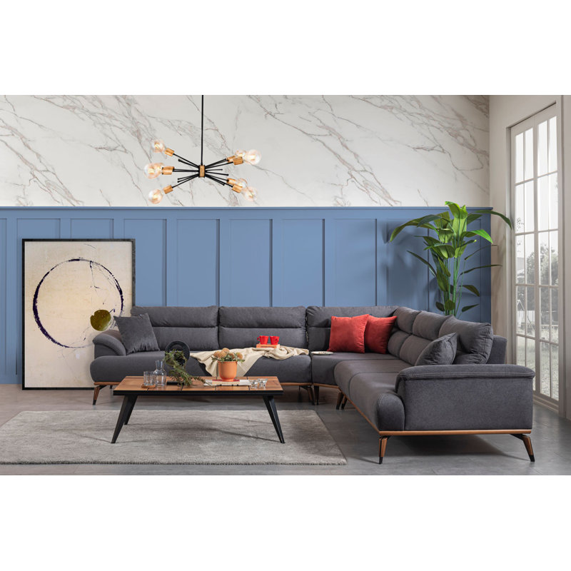 Velvet L-Shaped Sectional Right Hand Facing