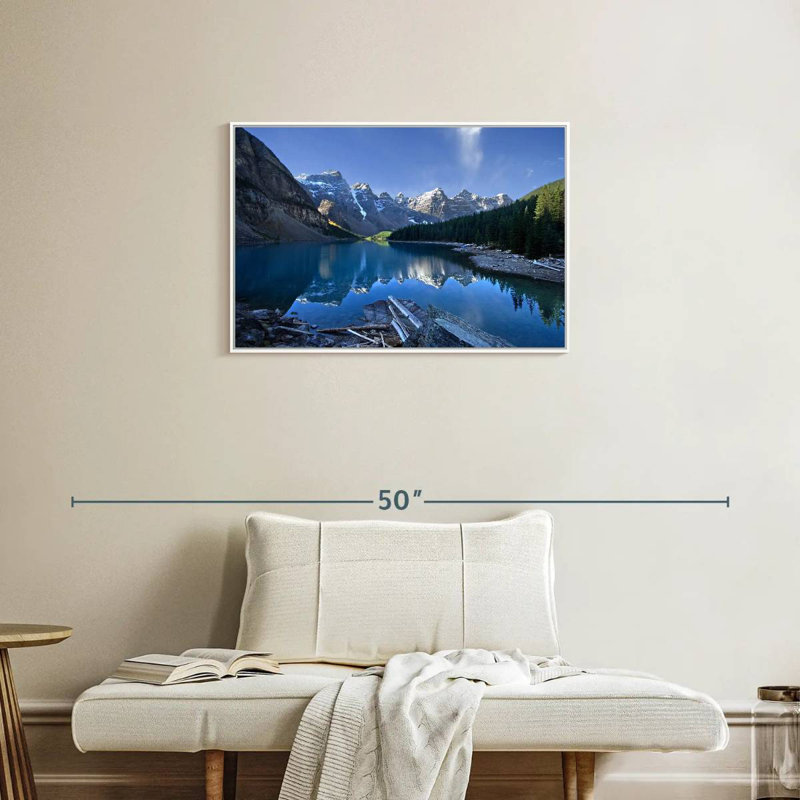 Lac pittoresque de la Moraine, Cadre flottant blanc, 31 po x 21 po