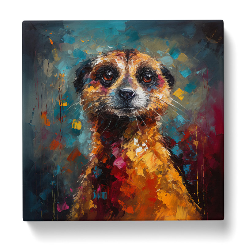 Meerkat Palette Knife - Wrapped Canvas, 50cm H x 50cm W x 3cm D