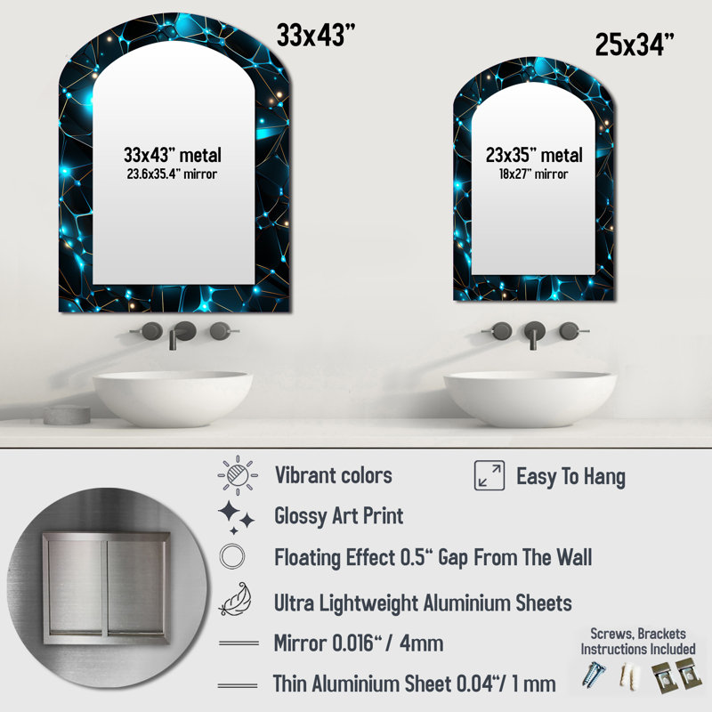 Miroir mural bleu Quantum Matrix Vision, 43 po x 33 po
