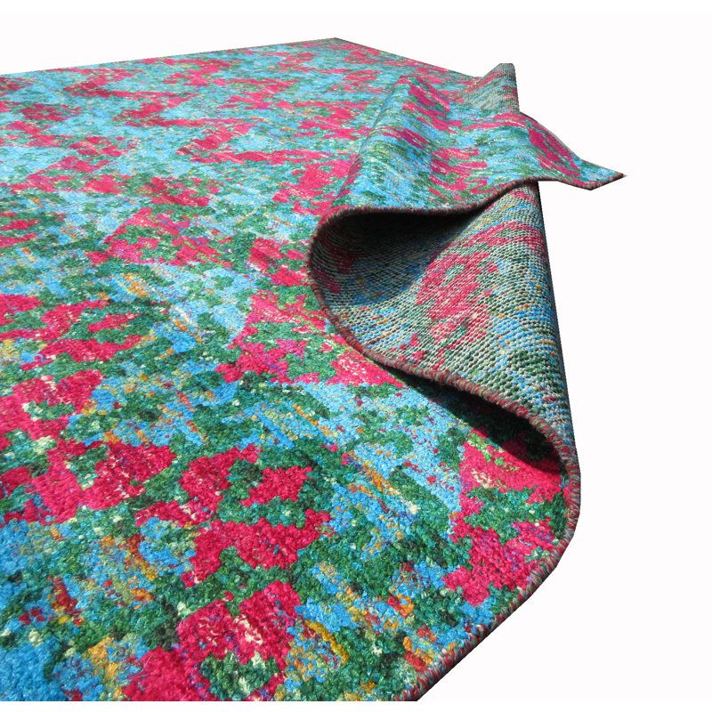 Tapis moderne en soie noué à la main 8 x 10