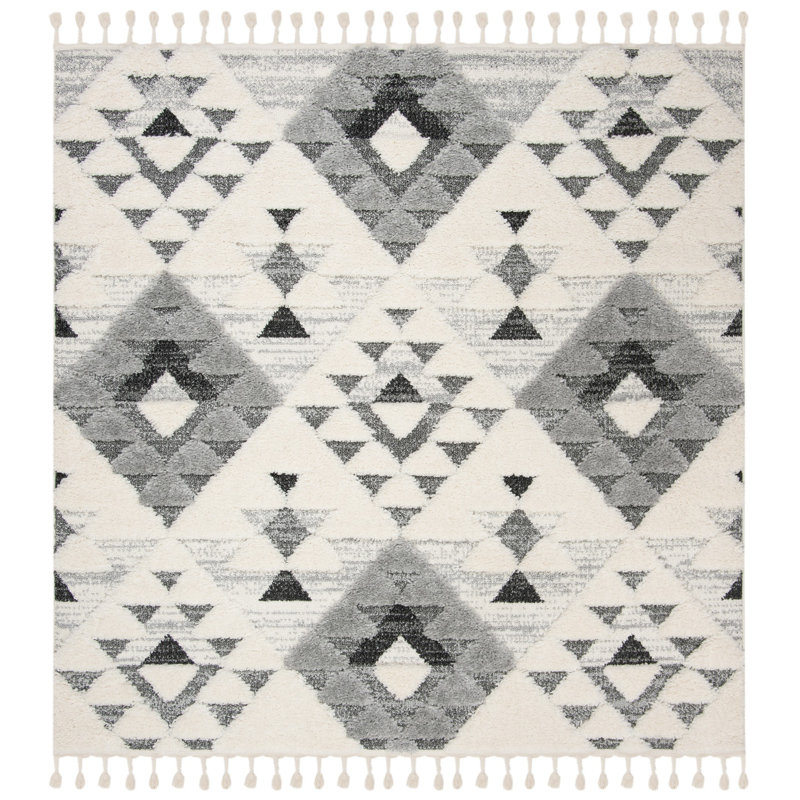 ImraanMoroccan Tassel Shag Performance Geometric Rug, Square 8'