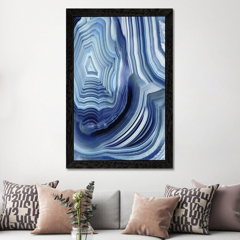 Agate Indigo I by Danielle Carson - Floater Frame Painting on Canvas, 101.6 cm H x 66.04 cm W, Black