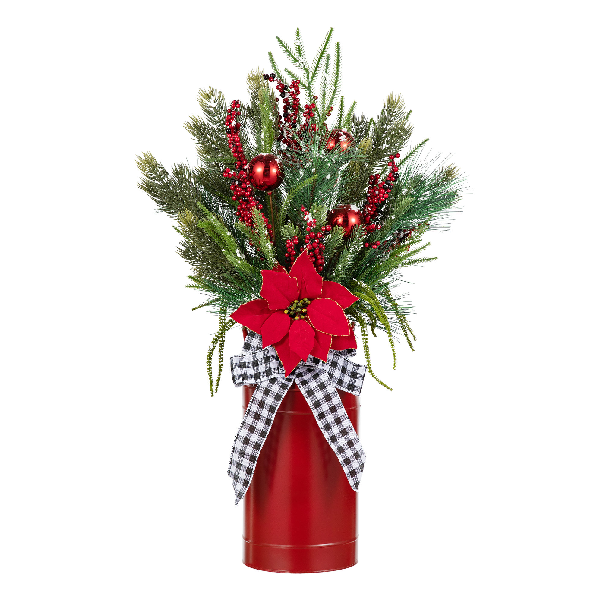 The Holiday Aisle® 35"H Christmas Poinsettia Floral Potted Porch Tree & Reviews | Wayfair