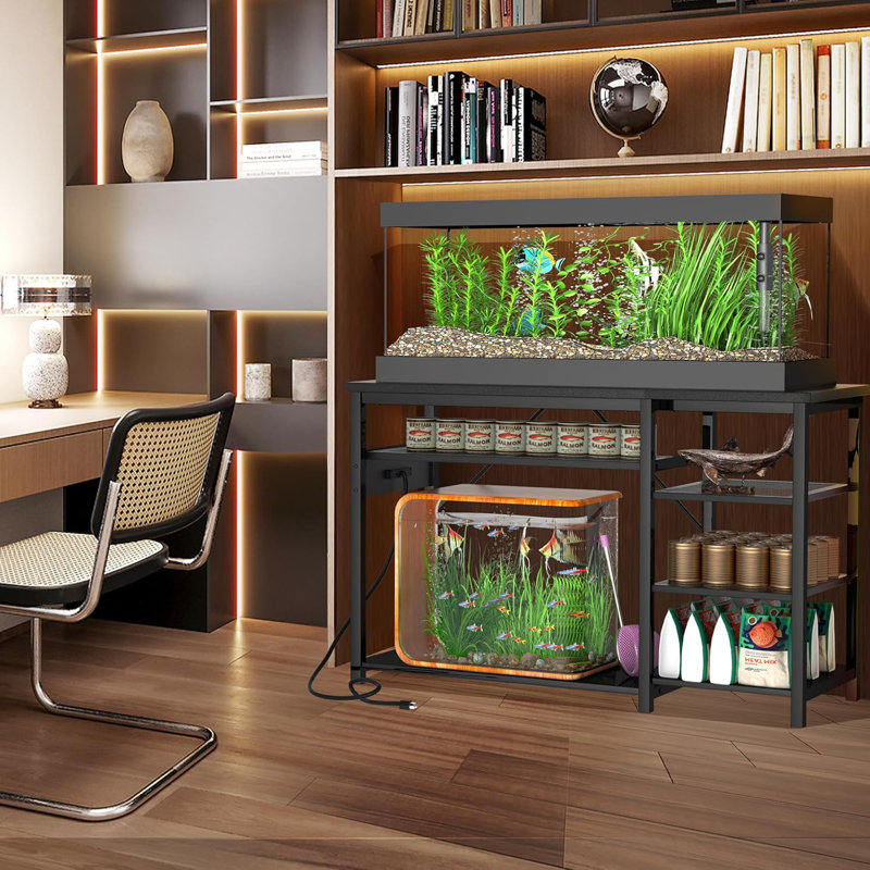 Support d'aquarium de 55 à 75 gallons: support d'aquarium robuste avec prises de courant et armoire