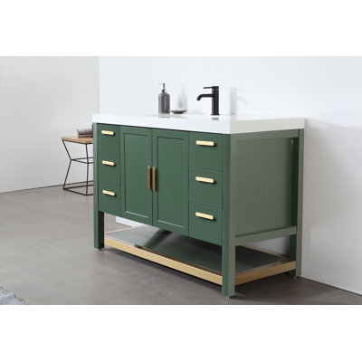 Macon 48"" Forest Green Freestanding Modern Bathroom Vanity (black Countertop) -  The Twillery Co.Â®, 062BFEEBFA8B448BA19056B83541482E