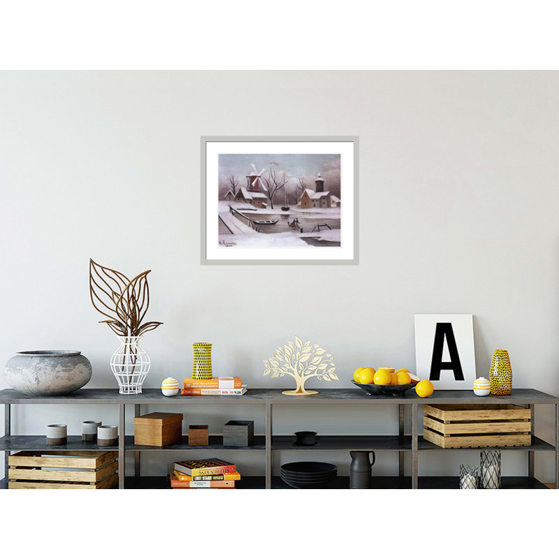 «Ice Skaters on a Frozen Pond» par Henri Rousseau, impression giclée sur cadre, 23.5" H x 28.86" W