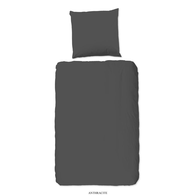 Cotton Abstract Duvet Cover with Pillowcases, Anthracite