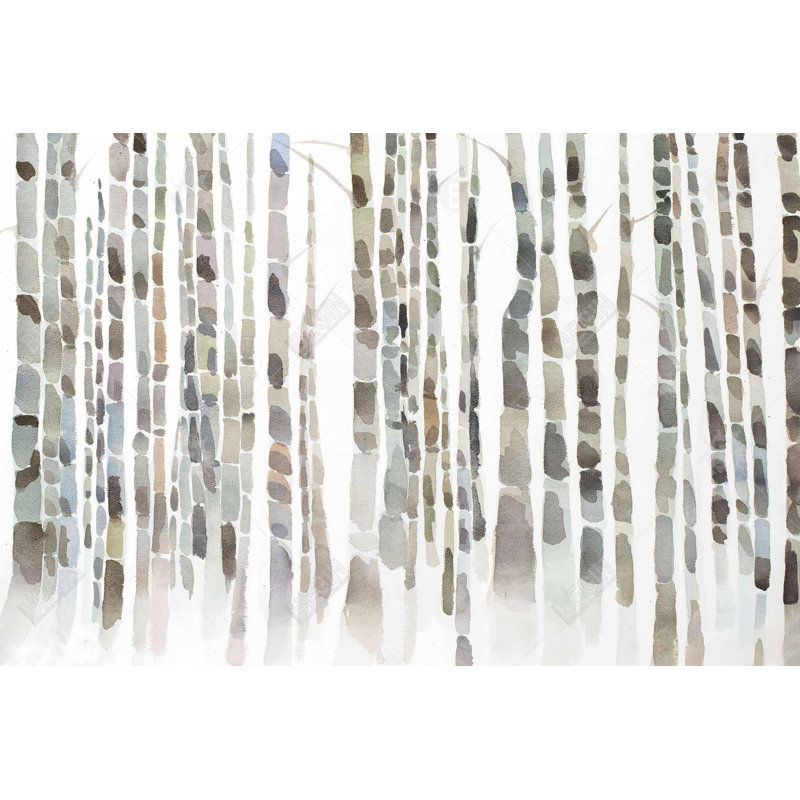 Forêt de bouleaux - impression scandinave encadrée avec passe-partout