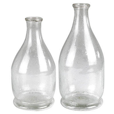 Peppered Glass Bottles, Set Of 2 Sm: 3X3x6, Lrg: 3X3x7