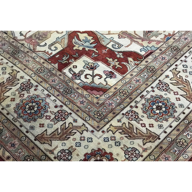 Tapis rouille et ivoire de haute qualité noué à la main