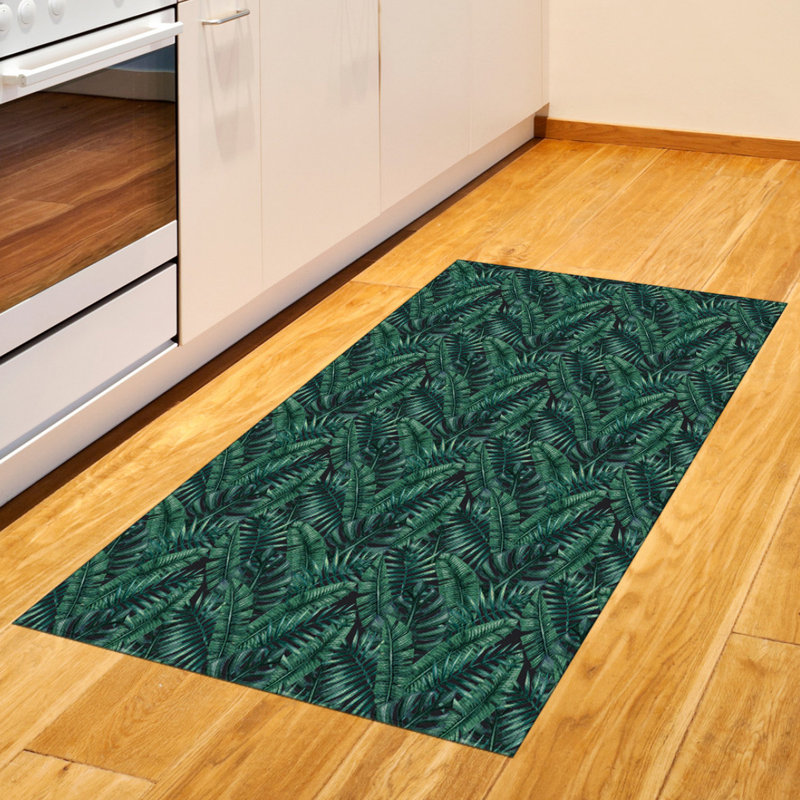 Palm Leaf High Density Long Fiber Poly Threads Decorative Area Rug Carpet, Rectangle 2'7" x 5'