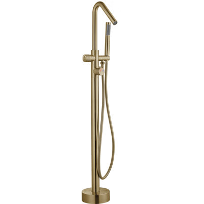 Robinet de baignoire à fixation au sol à poignée simple thermostatique en acier inoxydable 316 avec douchette