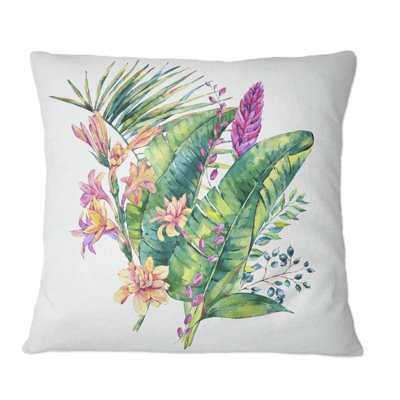 Coussin décoratif rétro avec fleurs d'orchidées