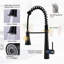 Robinet de cuisine noir mat avec tirette et support magnétique, acier inoxydable noir, acier pulvérisé