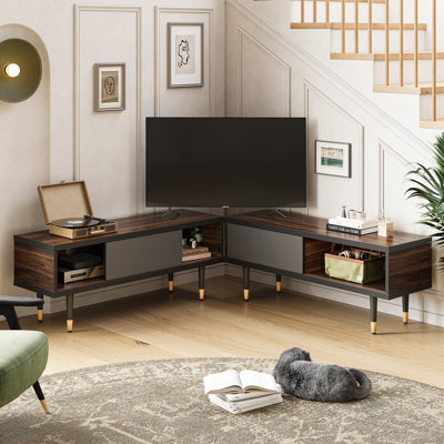 Kruszewski 80" Corner TV Stand with Media Console for TVs up to 85" For Living Room, with Storage