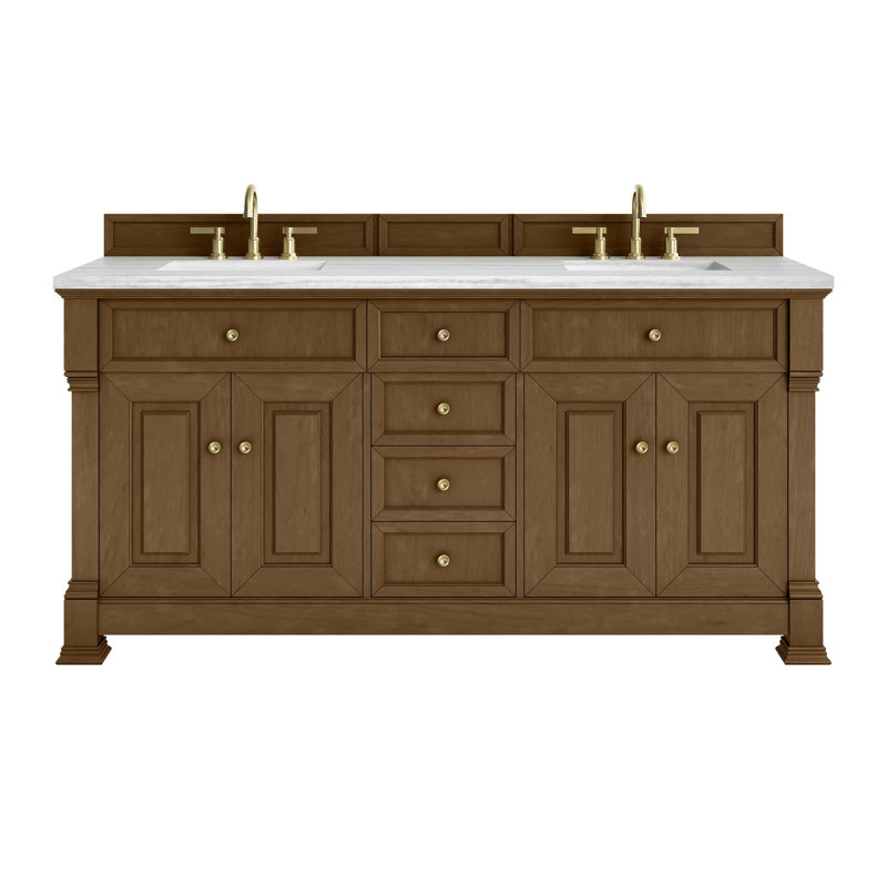 Brookfield 71.75 in. W Double Bathroom Vanity Base, Honey Oak