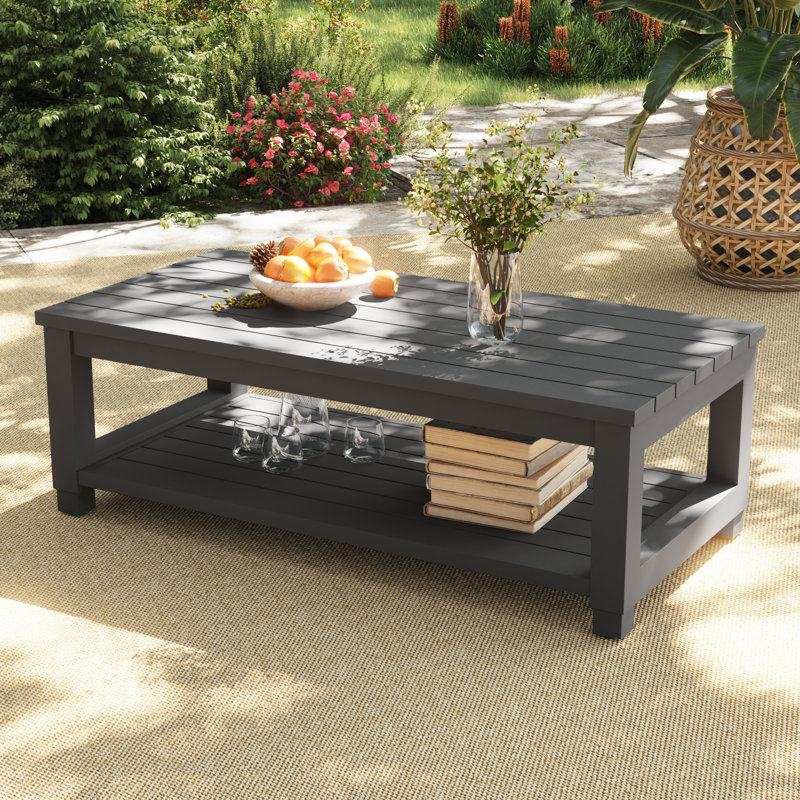 Table de patio d'extérieur Deford, Cadre noir