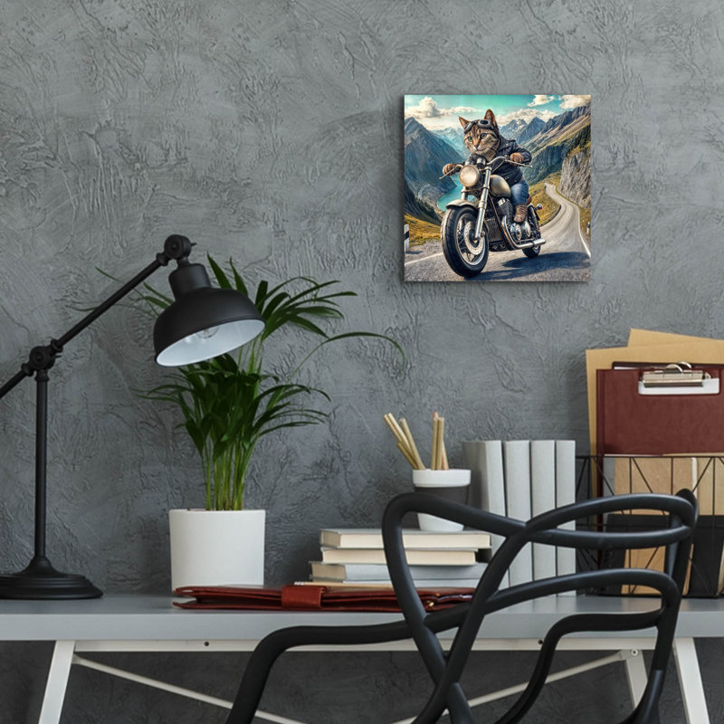  'Biker Cat' by Rey Klimt Acrylic Glass Wall Art, 36" x 36", 12" H x 12" W x 0.13" D