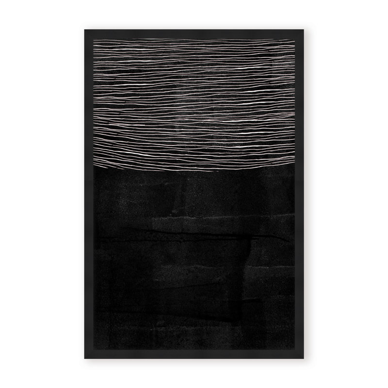 Abstract Blackened Line by  - Picture Frame Painting on Paper, 48" H x 32" W x 1.125" D, Framed Print, Gold