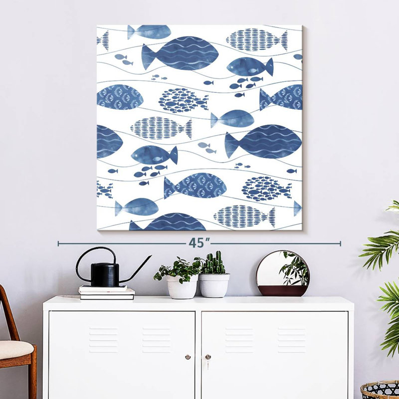 Ashelle Abstract Blue Fish, 33" H x 33" W