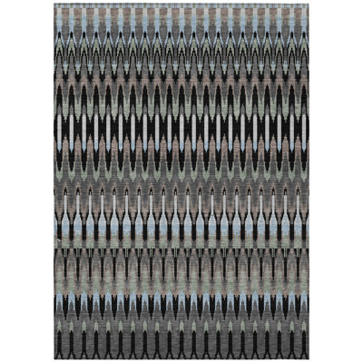 Tapis intérieur / extérieur lavable noir et gris 8 pi x 10 pi Southwestern