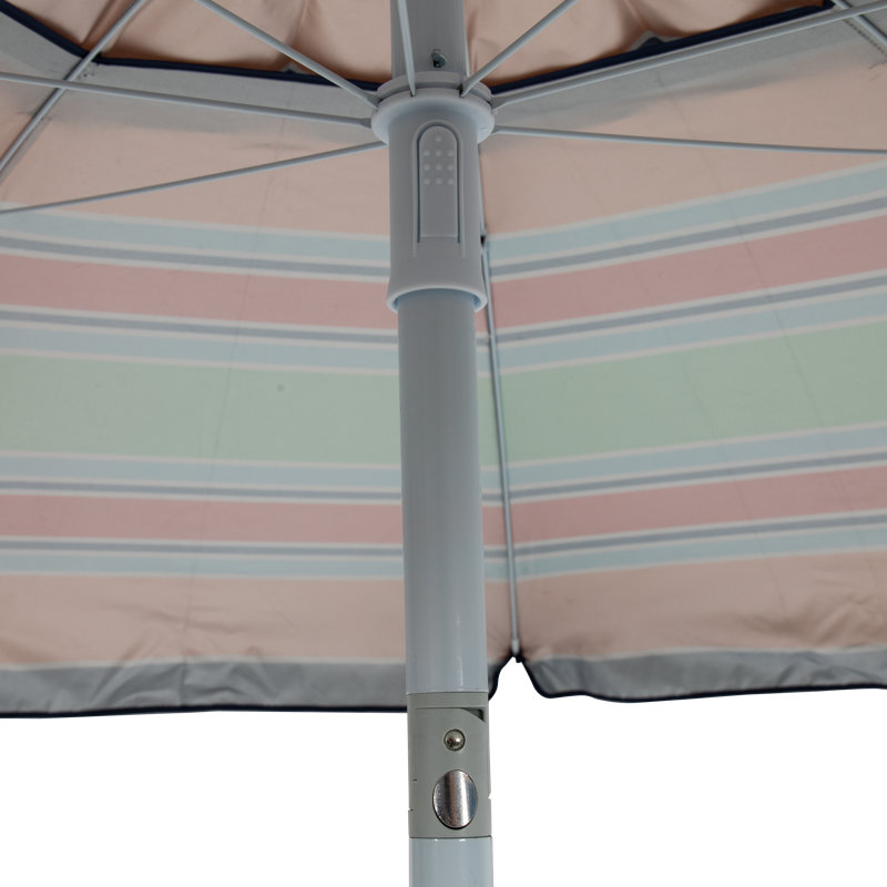 «Life Is Good» Parasol de plage de 7 pi Upf 50+ avec ancre de sable intégrée, bleu