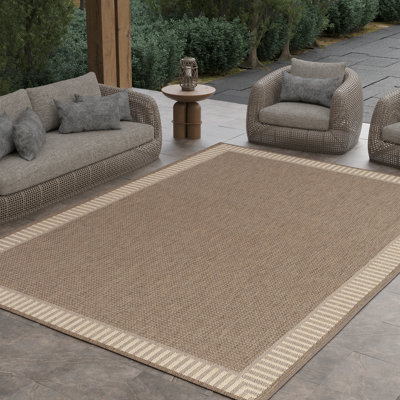Tapis intérieur / extérieur noir tissé à plat Ailin Sania