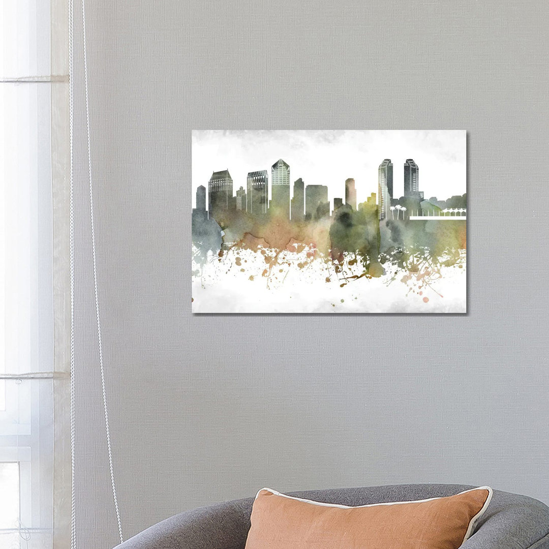 San Diego Skyline by WallDecorAddict - Wrapped Canvas Print