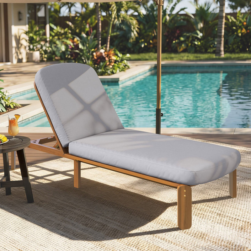 Chaise longue d'extérieur 76,3 po Donnie, Gris