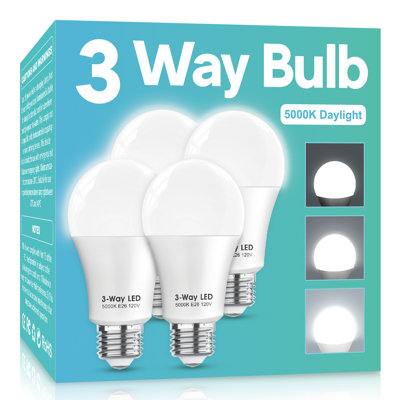 Gonhom 3 Way LED Light Bulbs Daylight White 5000K,30 70 100W Equivalentor Readulb (4 Pack)