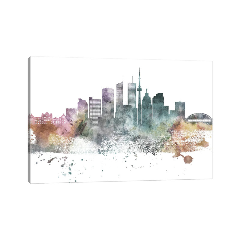 Toronto Pastel Skylines by WallDecorAddict - Gallery-Wrapped Canvas Giclée on Canvas, Wrapped Canvas, 20.32 cm H x 30.48 cm W