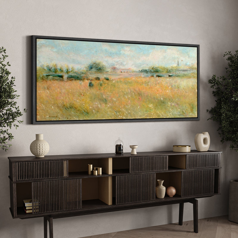 Rustic Countryside " Rustic Fields Impressionist Countryside Rustic Retro Art Decor Extra Large Artwork Pictures ", Black