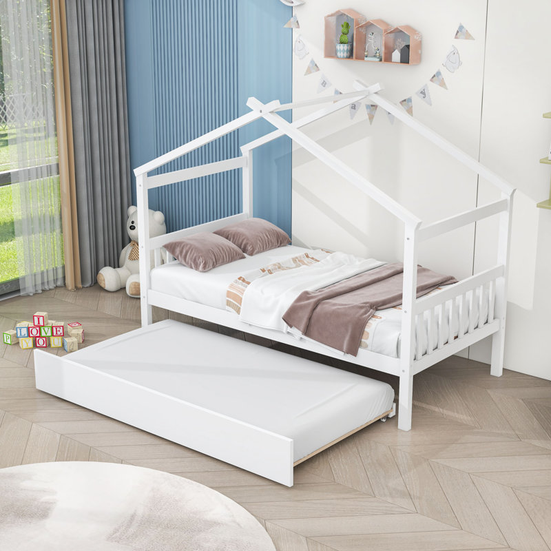 Iakup Kids with Trundle, White, Twin