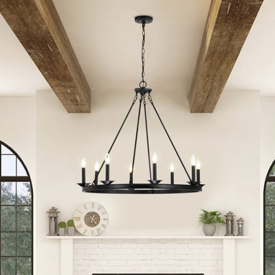 Casimir 8 - Light 34" Wagon Wheel Chandelier