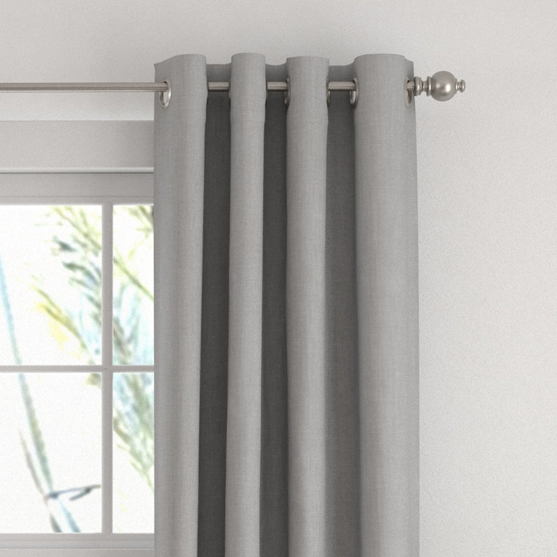 100% Blackout Textured Linen-Blend Grommet Curtain Set, Light Gray, 50" W x 84" L