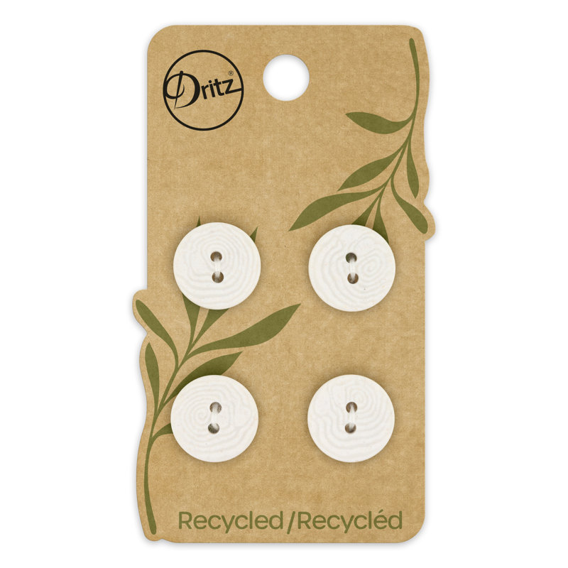 Dritz Recycled Corozo Round Button, 15mm, Light Grey, 12 Buttons