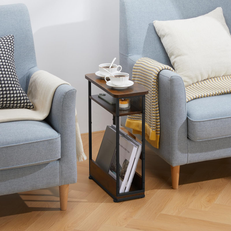 Multi-Functional Narrow End Table, Rustic Brown, Perfect For Small Spaces