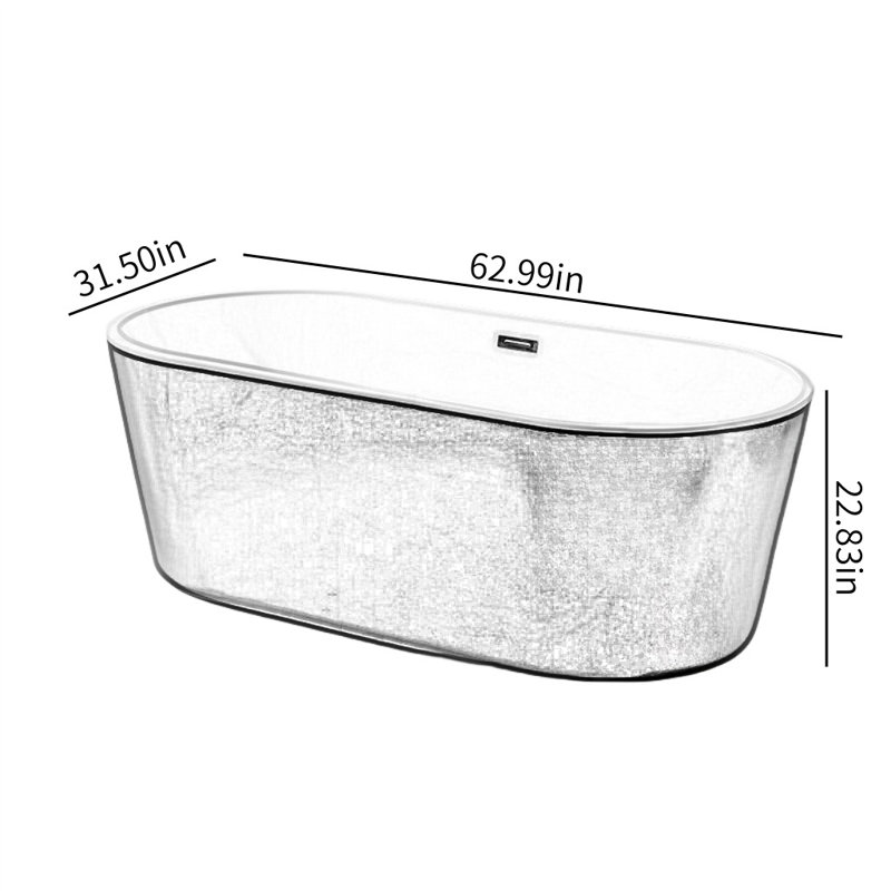 62.99'' x 31.50'' No Mounting / Installation Required Plastic / Acrylic Bathtub, White