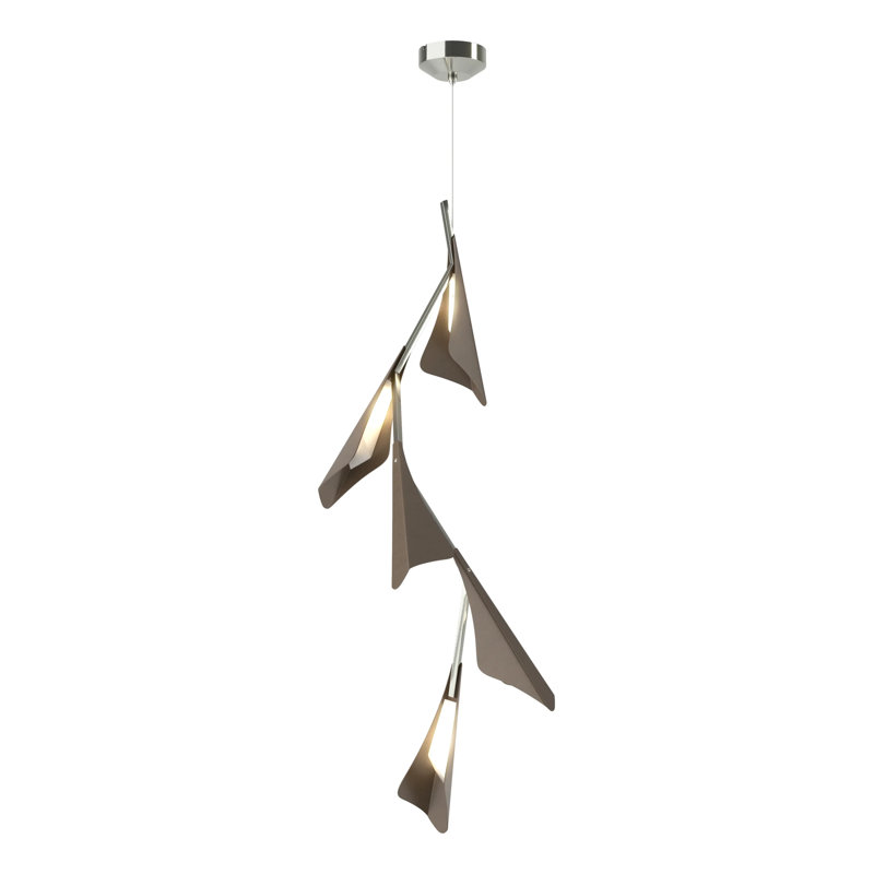 Lustre spectaculaire et unique à 5 lumières Plume, Bronze, Argenté